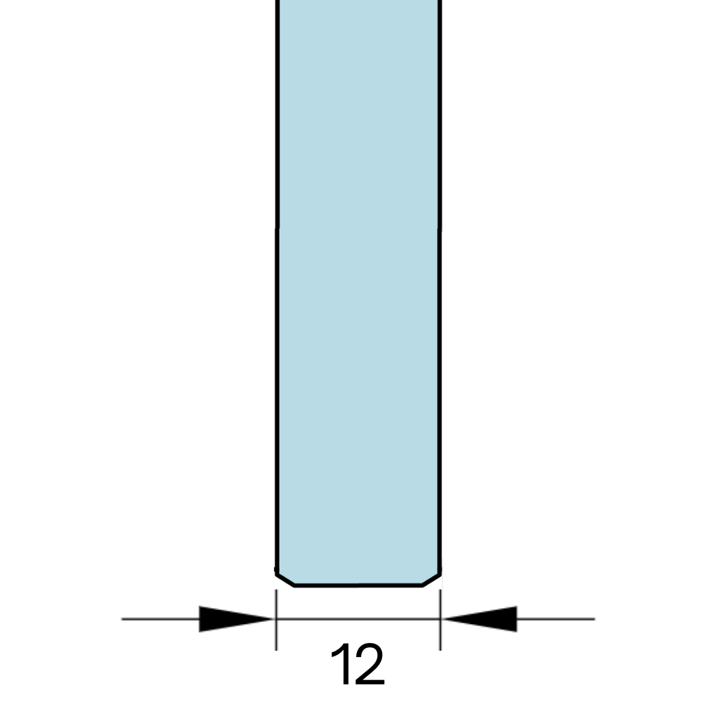 Glastykkelse: 12 mm. hærdet glas
