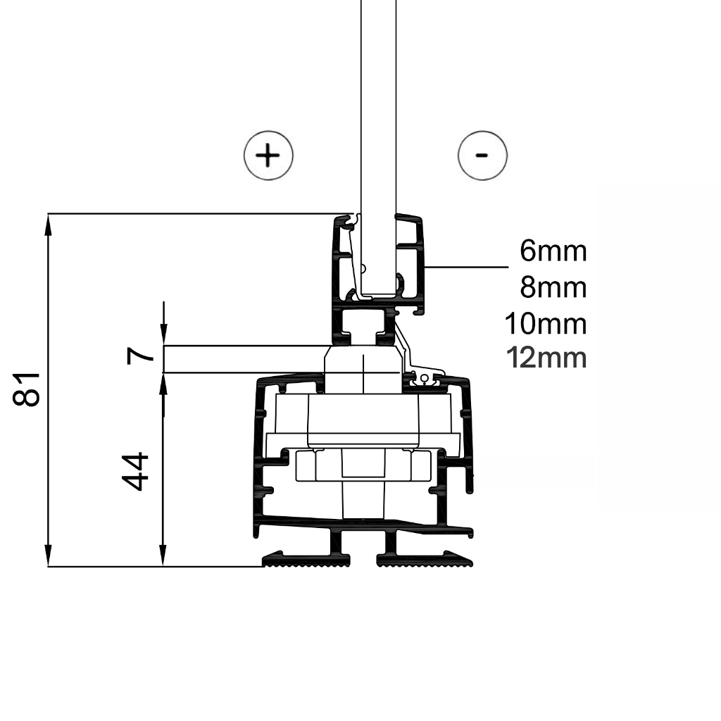 Bundprofil: Standard - H44mm. B50mm.