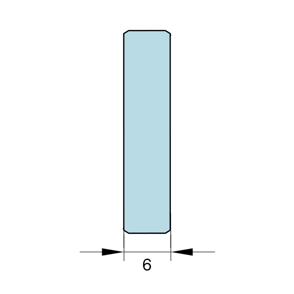 Glastykkelse: 6 mm. hærdet glas