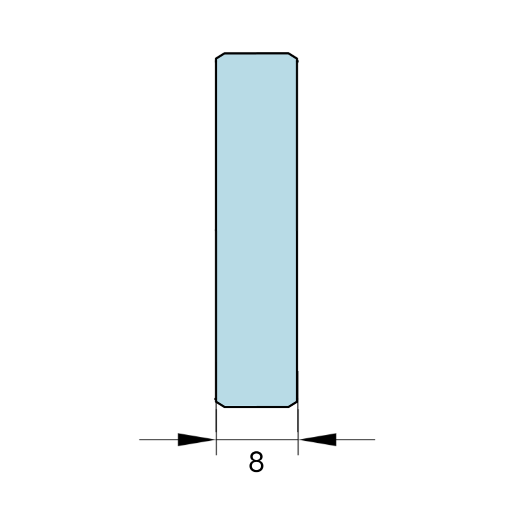 Glastykkelse: 8 mm. hærdet glas
