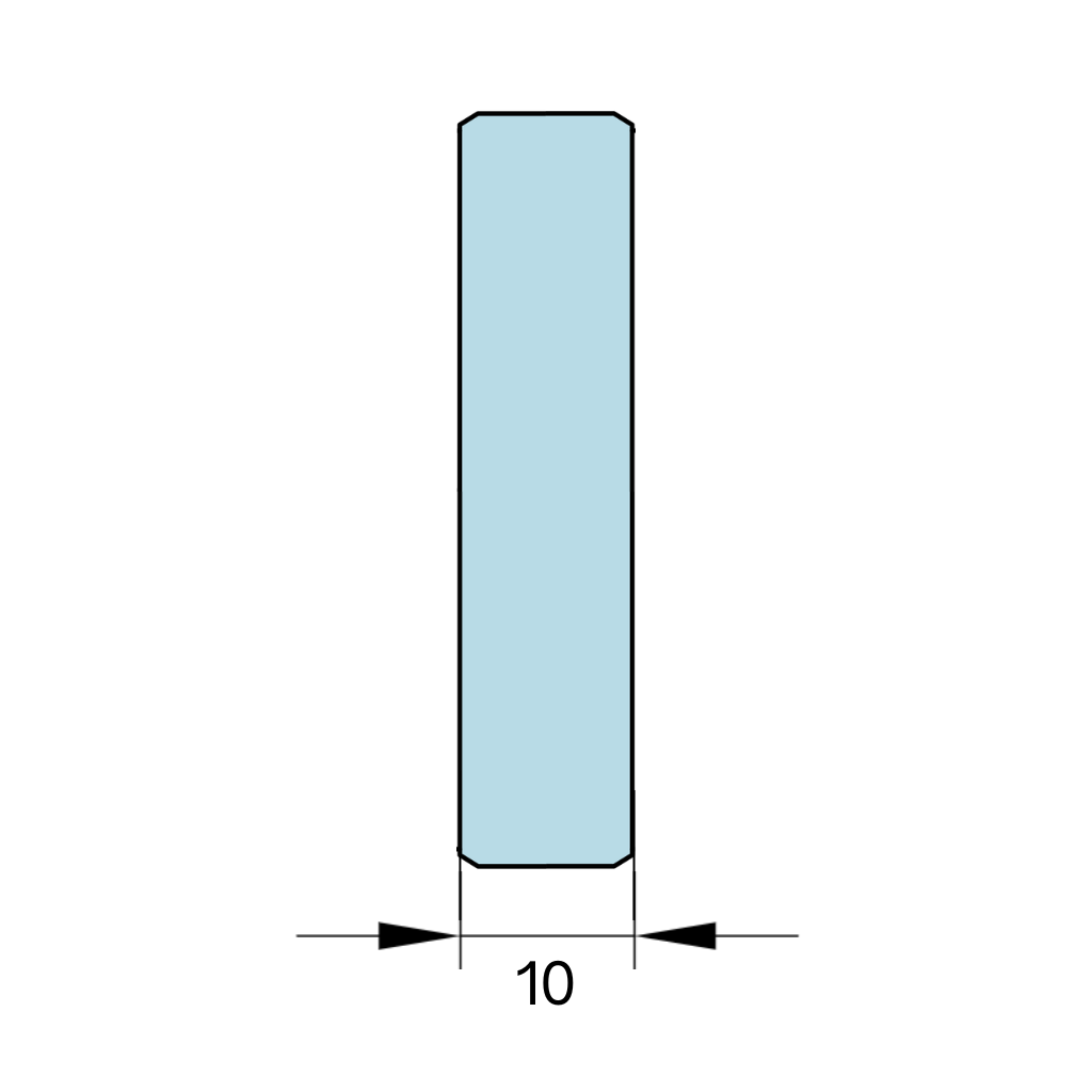 Glastykkelse: 10 mm. hærdet glas